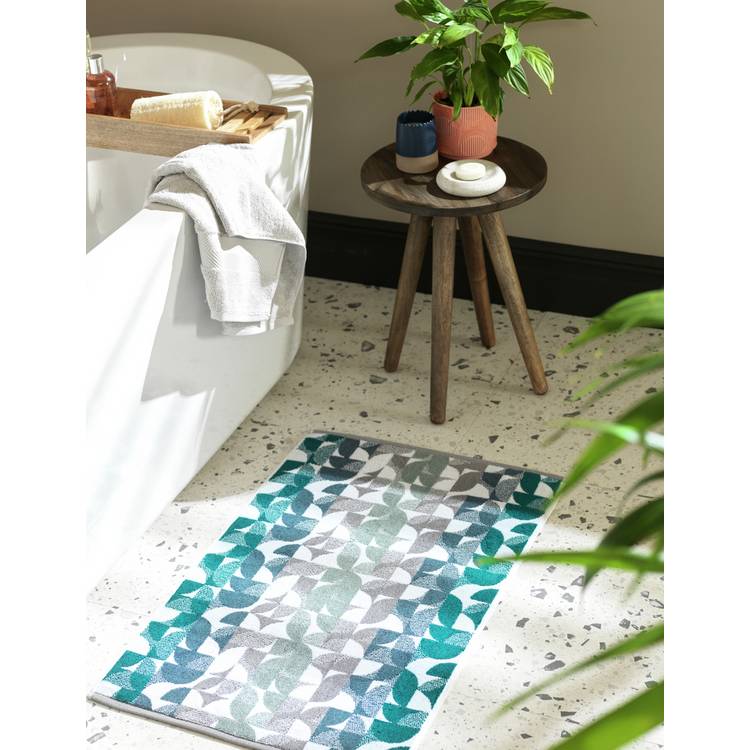 Habitat Geometric Bath Mat - Blue & Green