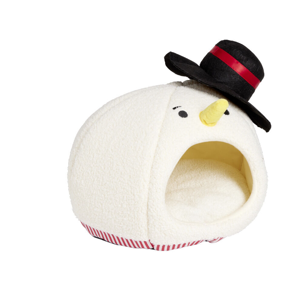Niche chien ou chat forme tête bonhomme de neige blanc Ø41cm
