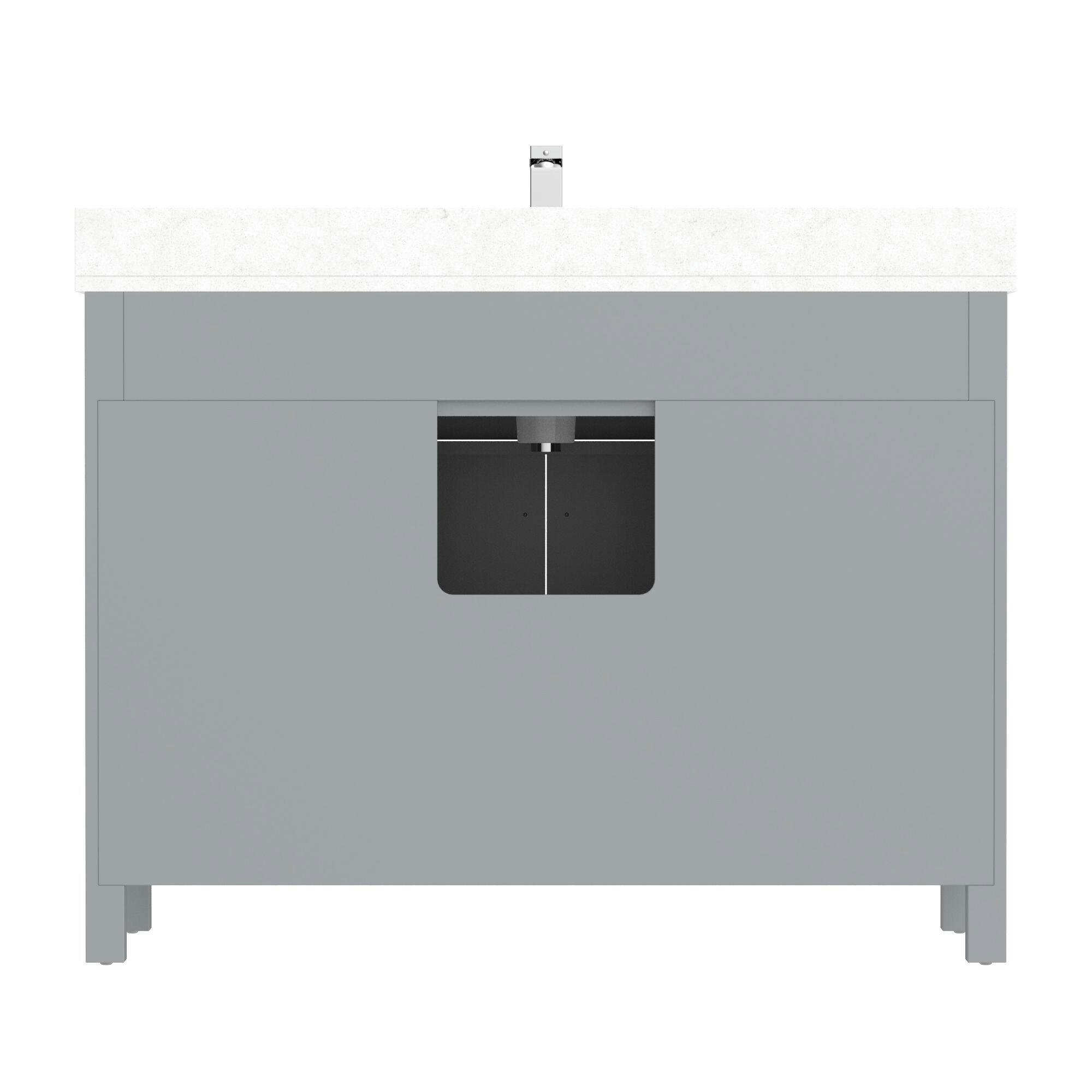 Urban Bathe Terrence Undermount Single Sink Stone Top Bathroom Vanity with Drawer & Cabinet Organizer, Oxford Grey, 48-in