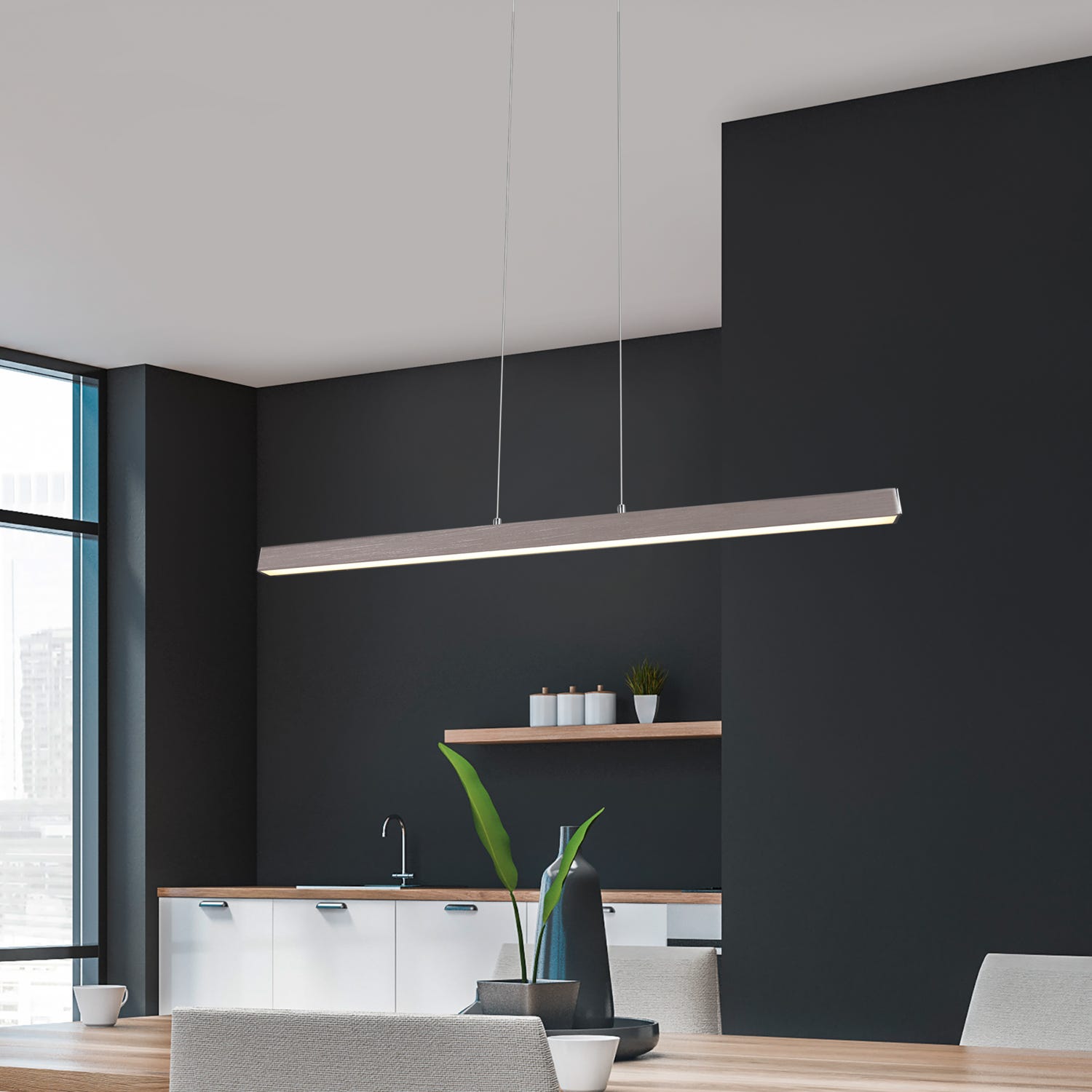 Lampadario LED finitura nickel opaco Belfast Trio