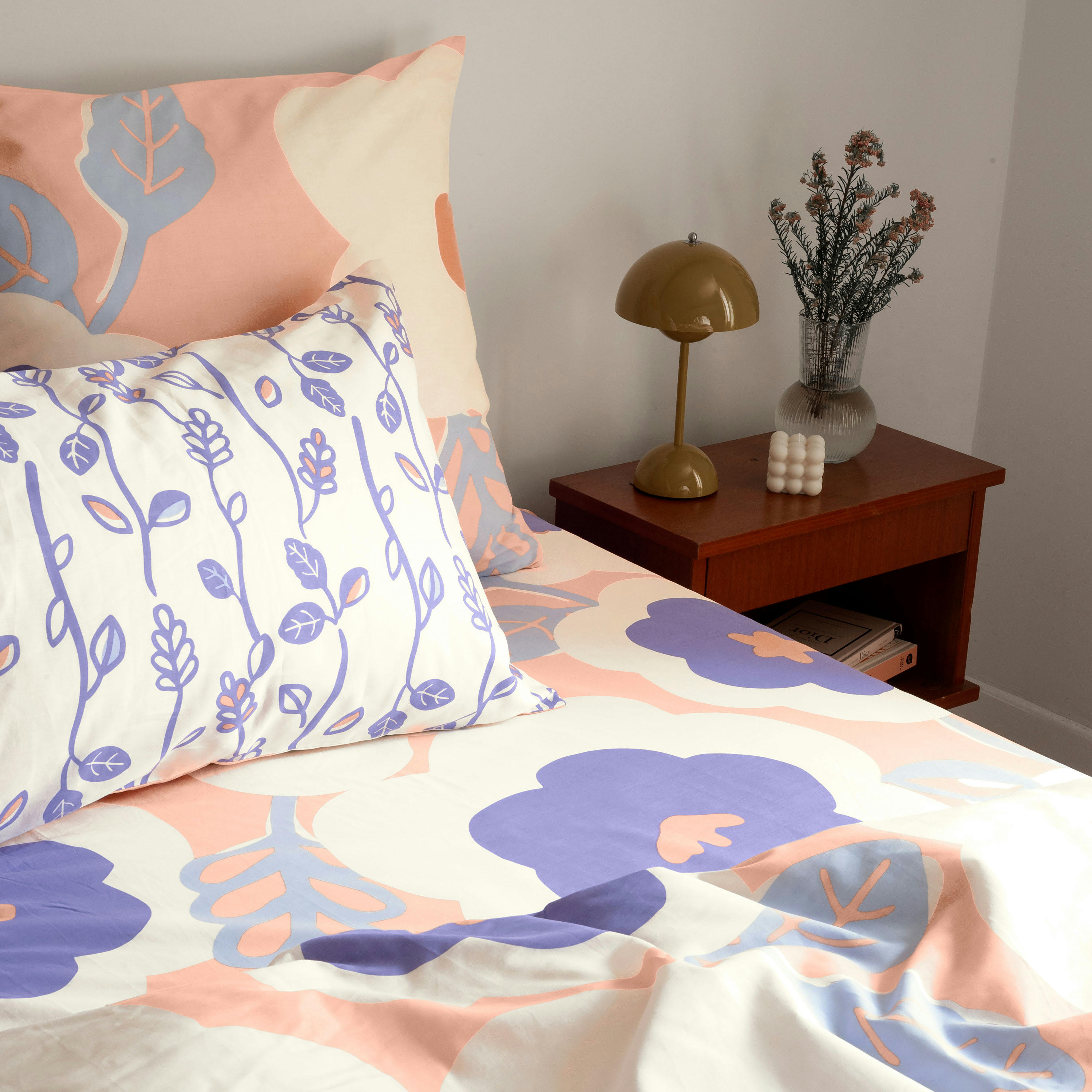 TWIGGYPOP - Drap housse pur coton imprimé rose 160 x 200 cm