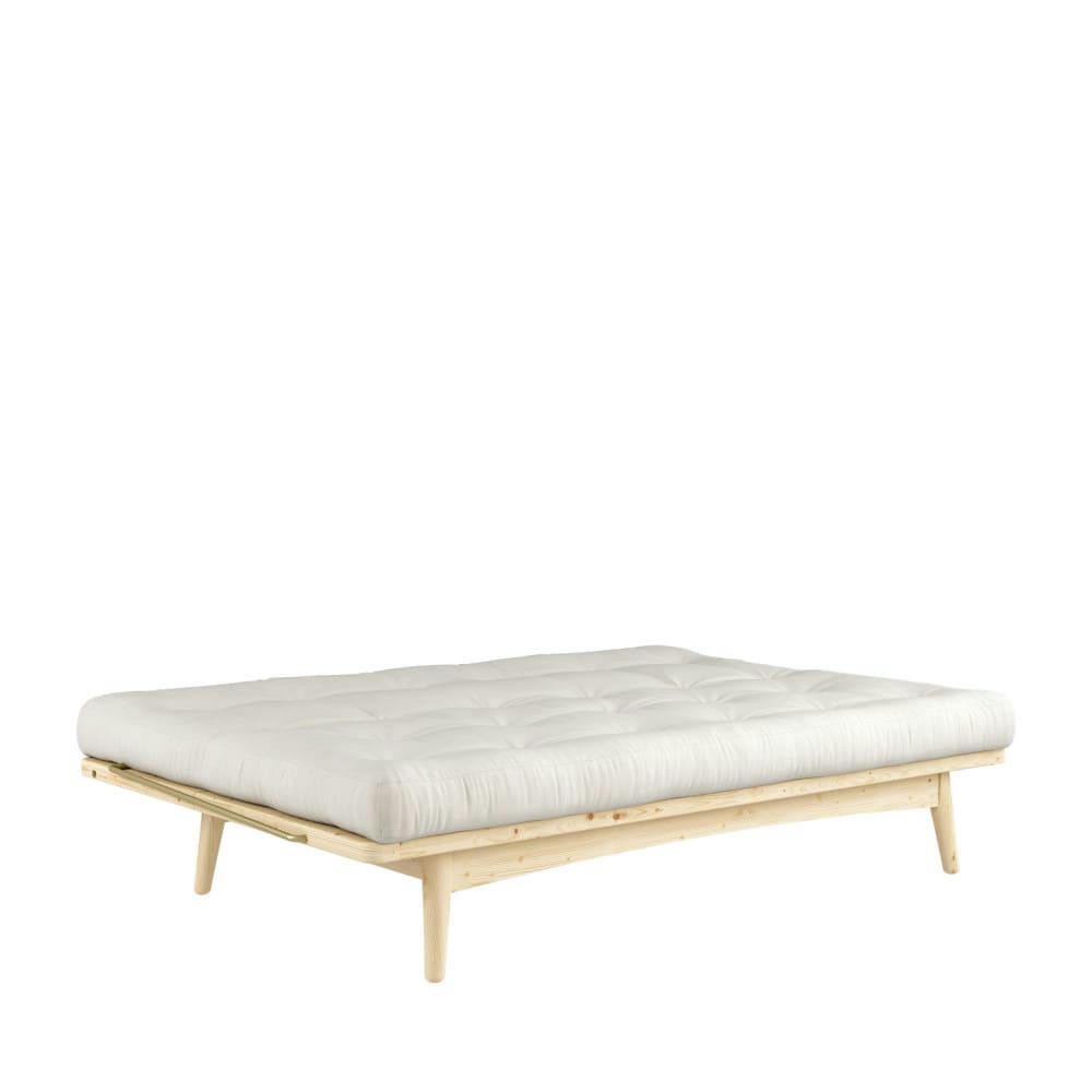 FOLK - Canapé convertible en bois naturel et tissu naturel