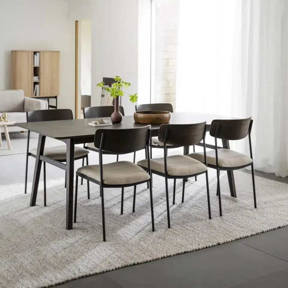 Rowico Home Maymont Eetkamerstoel met Beige Zitting - Donkerbruin