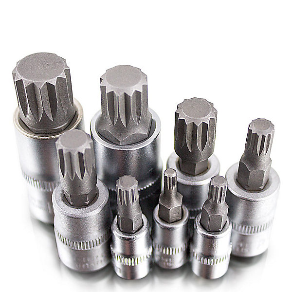 8 douilles mâle/femelle Torx ou spline 1/4 3/8 et 1/2 chrome-vanadium