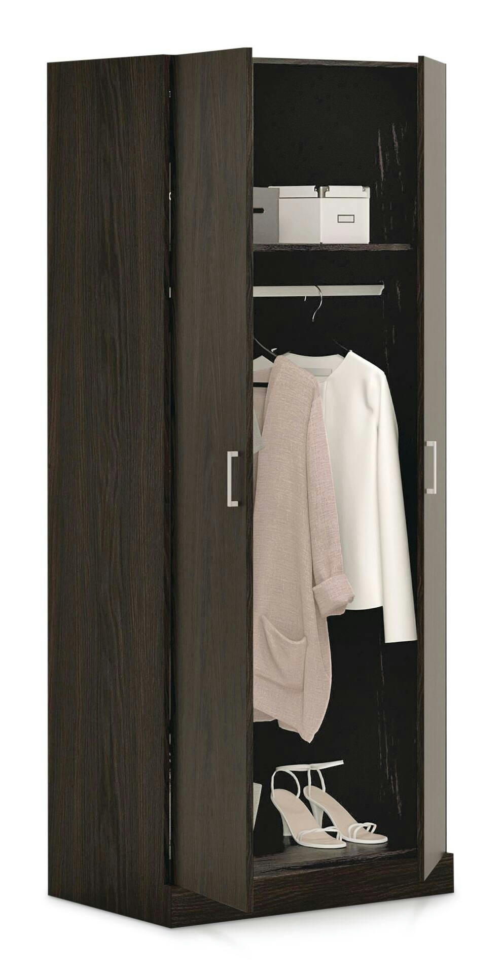 Sauder  2-Door Wardrobe/Armoire Clothes Storage Cabinet With Hanger Rod & Shelves, Espresso