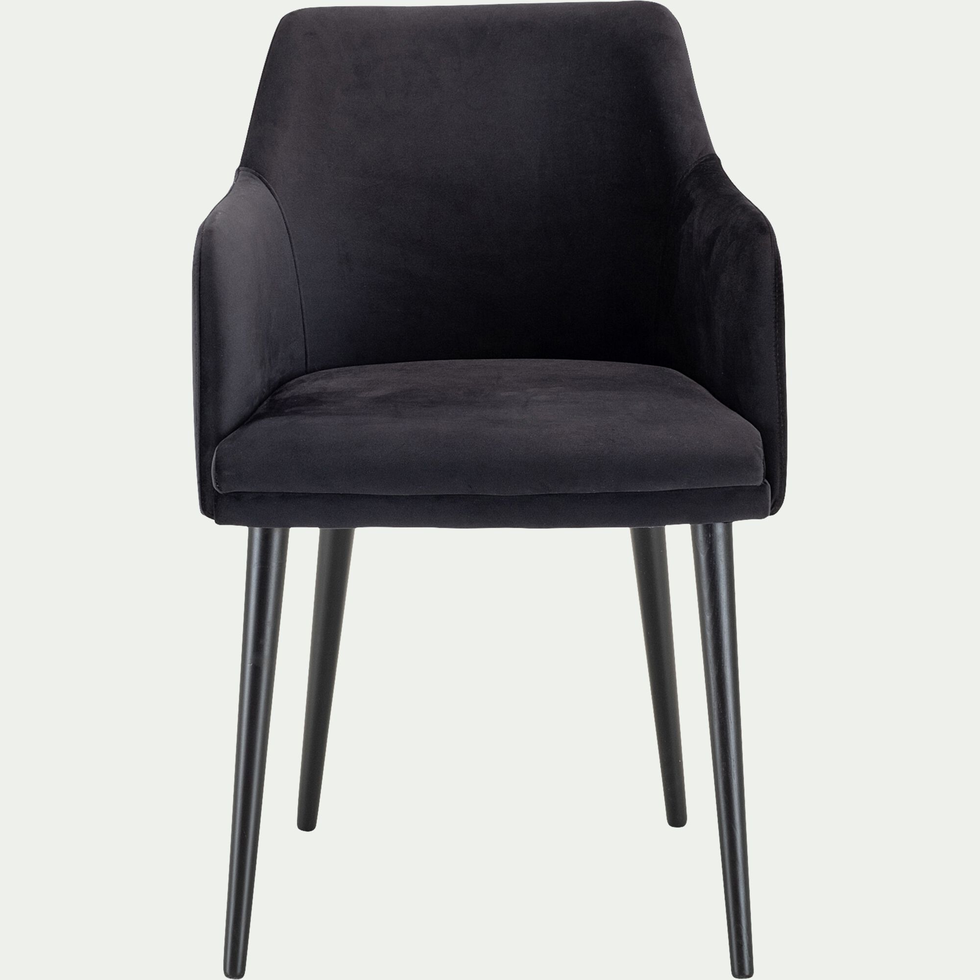 MANE - Chaise en tissu effet velours avec accoudoirs - noir