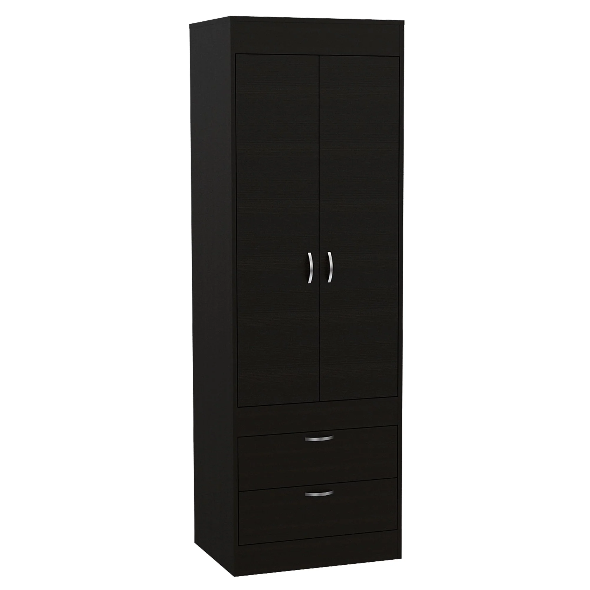TUHOME Lisboa Armoire with Double Doors, 2 Drawers, and Hanging Rod