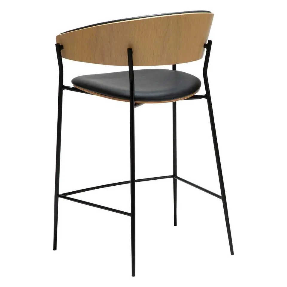 Hioshop Crib Dan-Form counterstoel met armleuningen fineer eik- PU-kunstleer