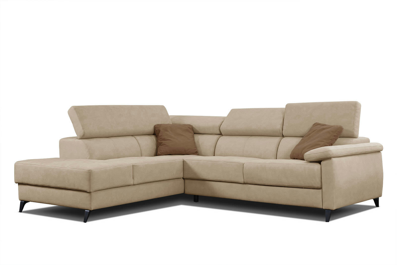 TAUNUS - Canapé d'angle gauche 5 places beige