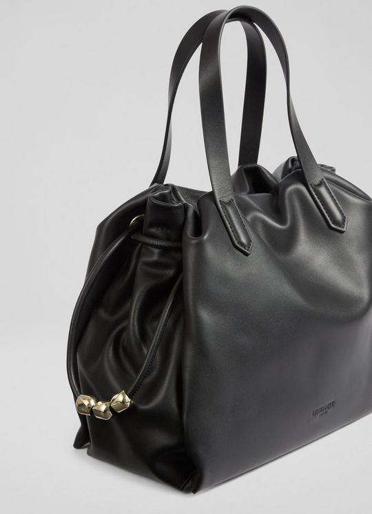 Selina Black Leather Bead Tote