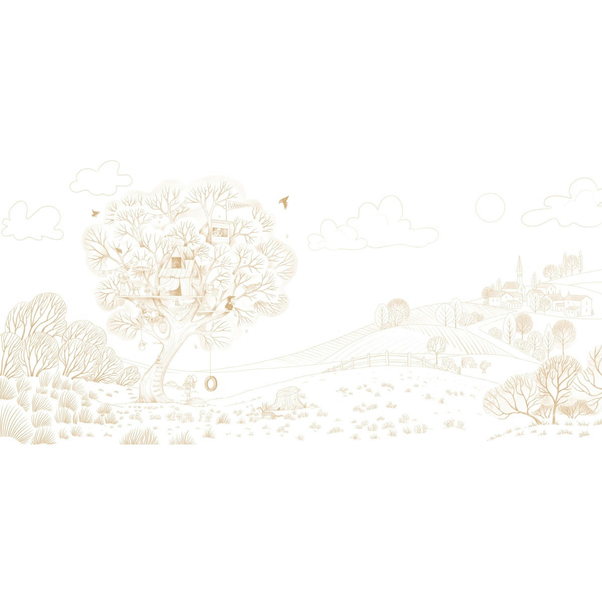 - Papier peint panoramique enfant cabane en plein air 375 x 250 cm