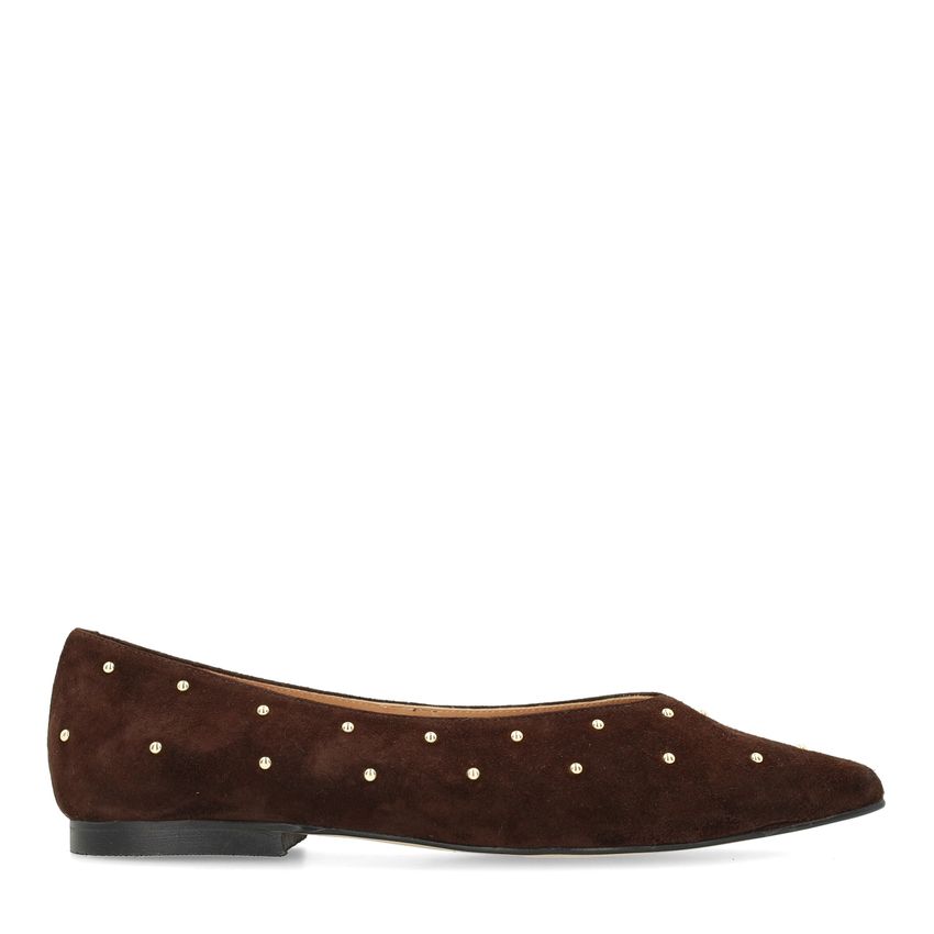 Manfield Donkerbruine suède loafers met studs
