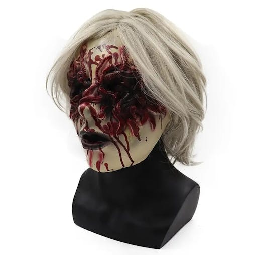 NNETM Spectral Elegance: The Haunting Beauty of a White-Haired Ghost Mask