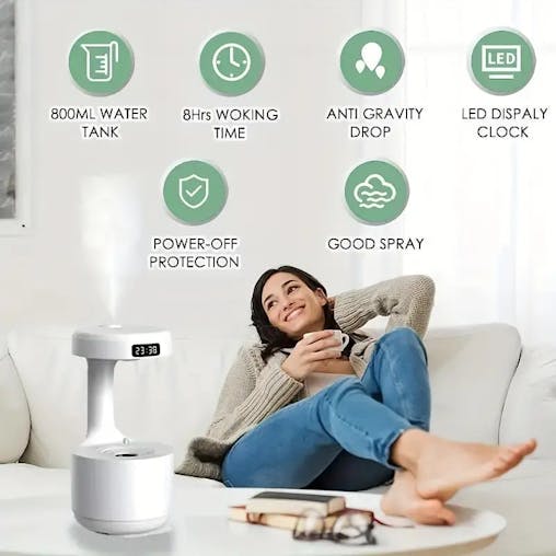 NNETM 800ml Water Drop Backflow Humidifier - USB Powered