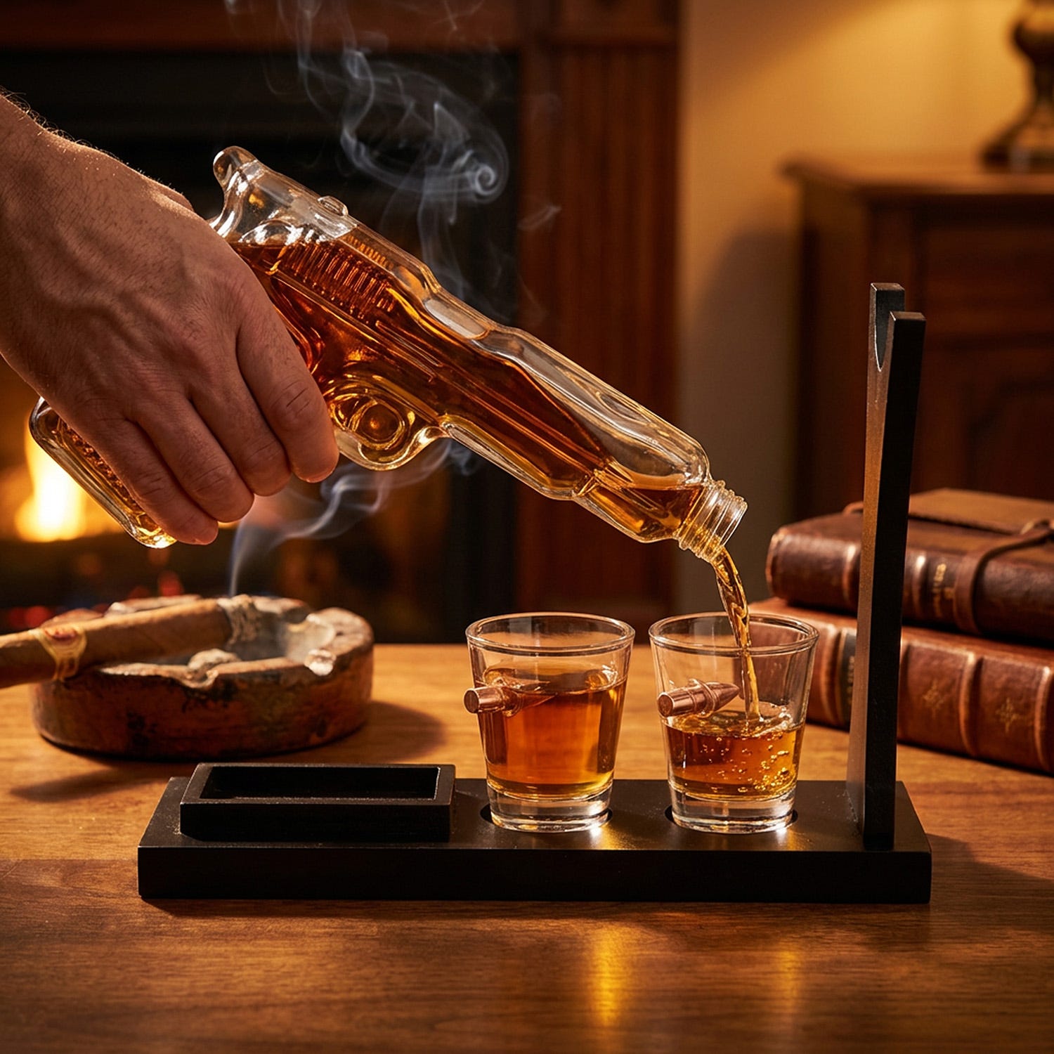 Set liquore bottiglia pistola con bicchierini shot