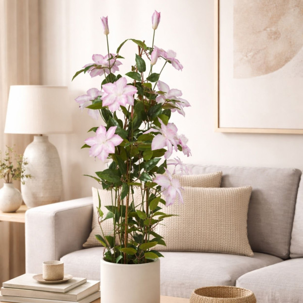 Sztuczne drzewko clematis różowy 98 cm w doniczce