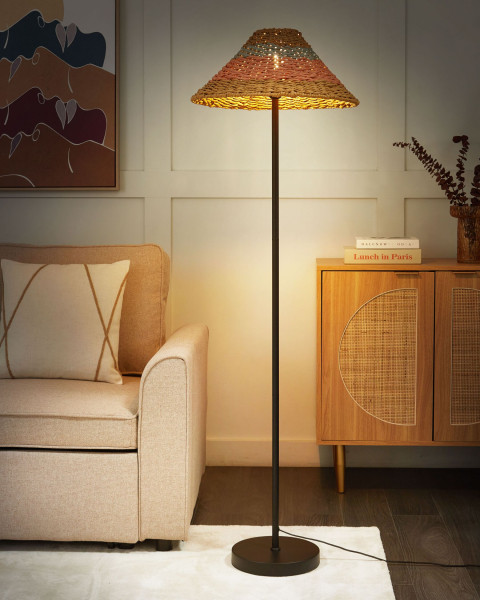Lampa stojąca podłogowa metalowa beżowa