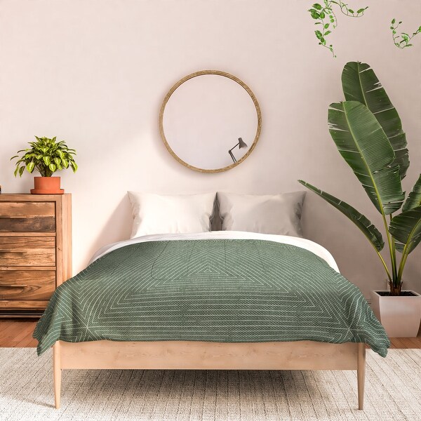 Little Arrow Design Co Boho Triangle Stripes Sage Made To Order Full Comforter Set