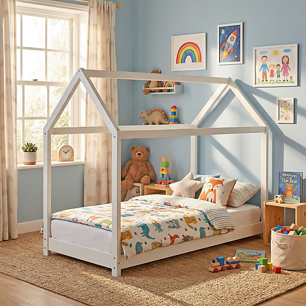 Lit cabane PANDA 70x140   1 sommier / Blanc