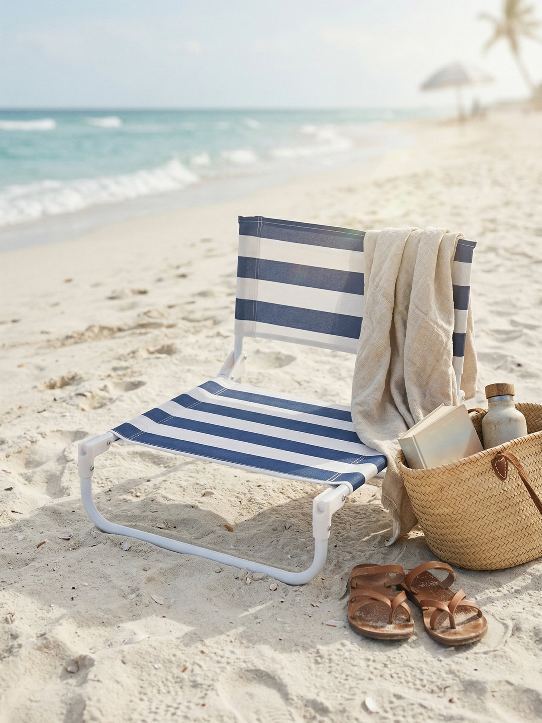 Leżak plażowy w paski