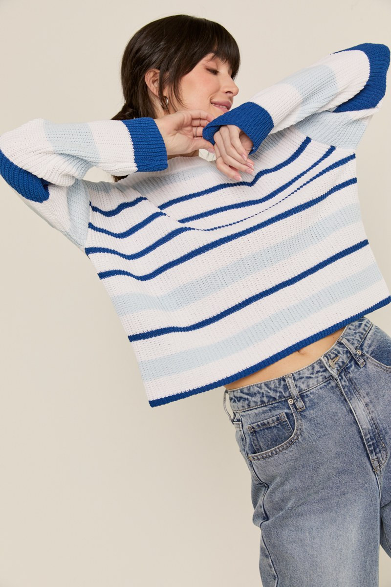 Penny Striped Cropped Pullover Sweater