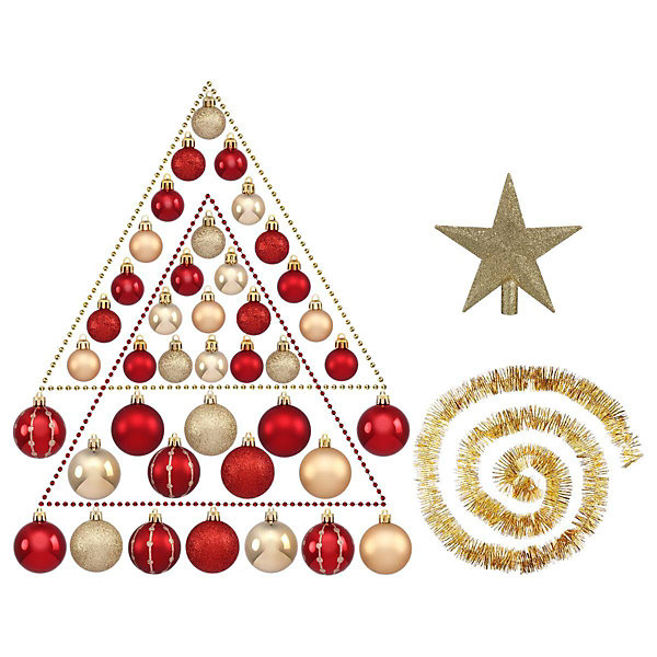 Kit décos de sapin 44 pièces soir de Noël - Atmosphera