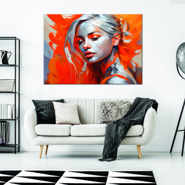 Feeby Obraz na płótnie, Kobieta Glamour Pomarańczowy 60x40