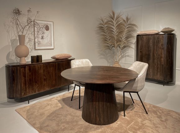 Livingfurn - Eetkamertafel Salvator Walnut 130cm - Mangohout