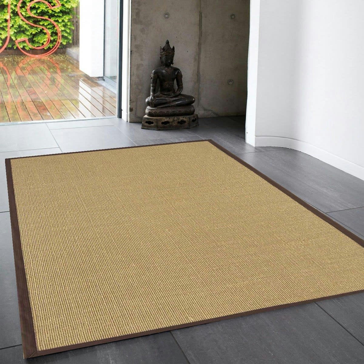 LINDO - Tapis en Fibre végétale Marron chocolat 160x230 cm