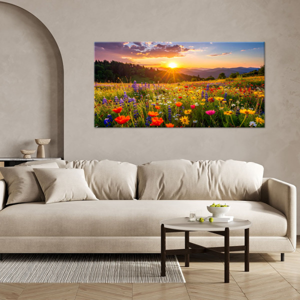 Obraz do salonu sypialni biura, Polne kwiaty na łace natura 80x40