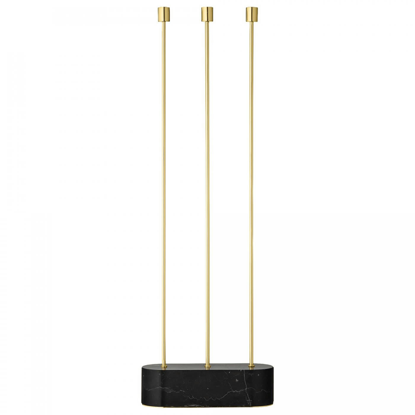 GRASIL - Chandelier de sol marbre noir et laiton doré