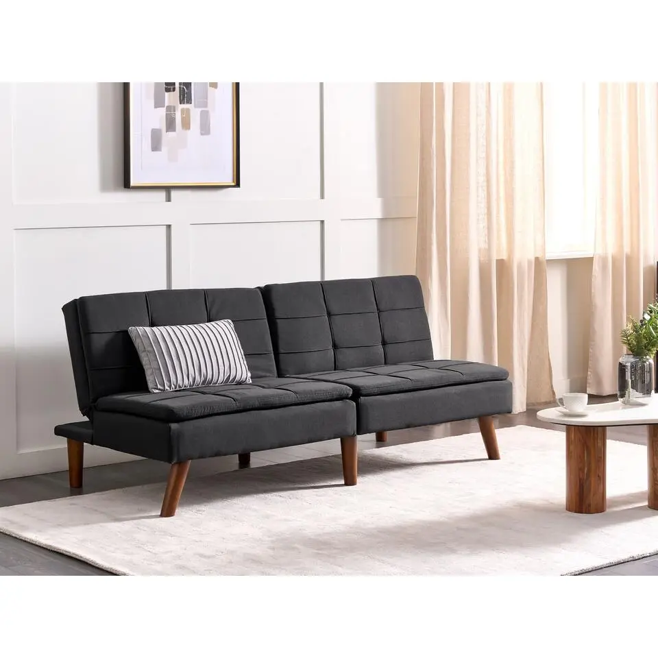 RONNE - Slaapbank 3-zits - Zwart - Polyester