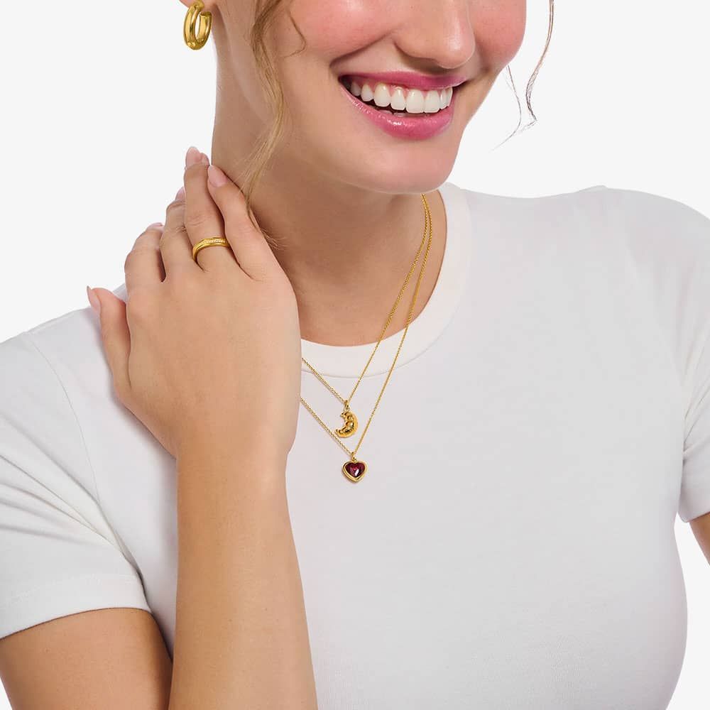 THOMAS SABO Gold Plated Red Heart Necklace KE2268-414-10-L45V