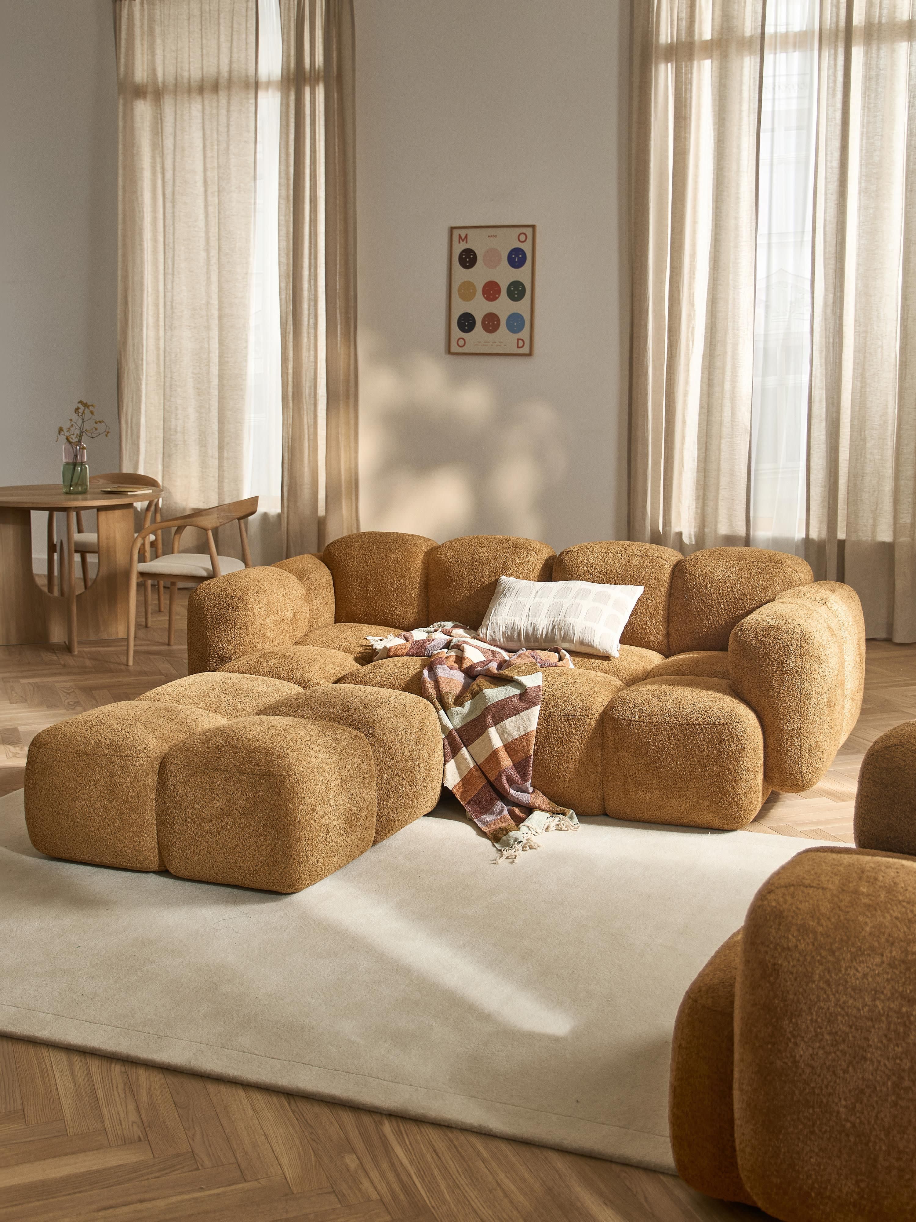 Sofa-Hocker Tayla aus Teddy-Bouclé