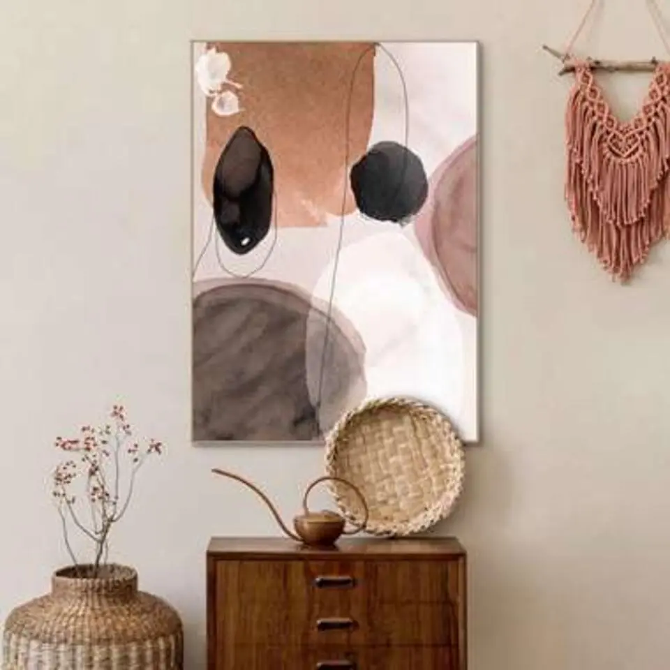 Schilderij Abstracte vormen - 70 x 50 - Bruin