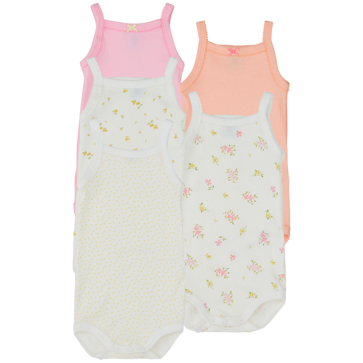 Petit Bateau - 5 BODIES A BRETELLES - Pink