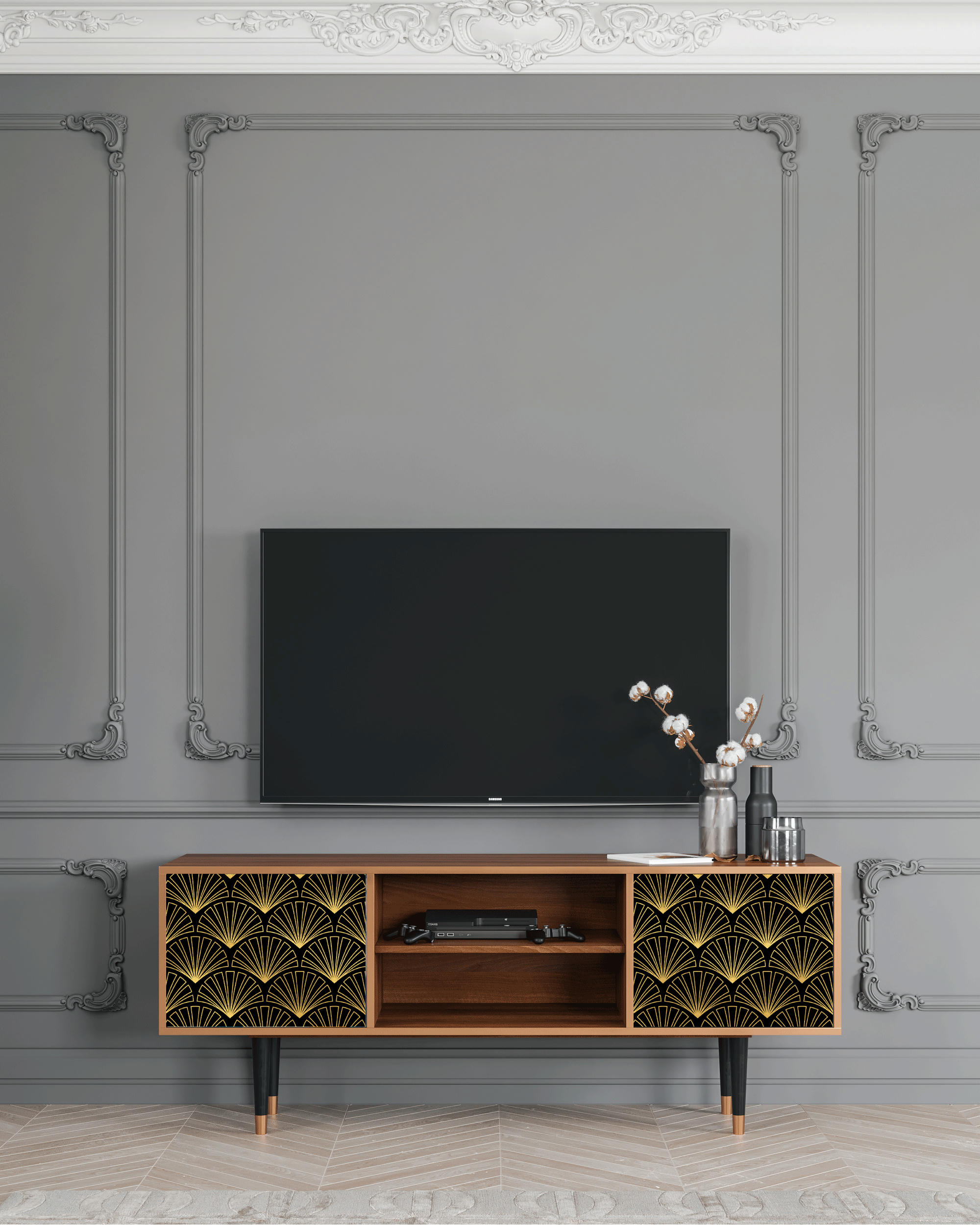 BIRD OF JUNO - Meuble TV  noir 2 portes L 170 cm