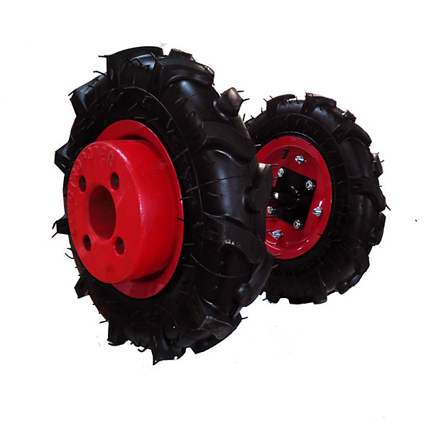Jeu de roues avec pneus agraires et masses pour motoculteur