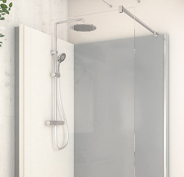 Cabine de douche à l’italienne l.80 x L.120 x H.218 cm – effet ciment, receveur de plain-pied antidérapant, Elmer Serenity