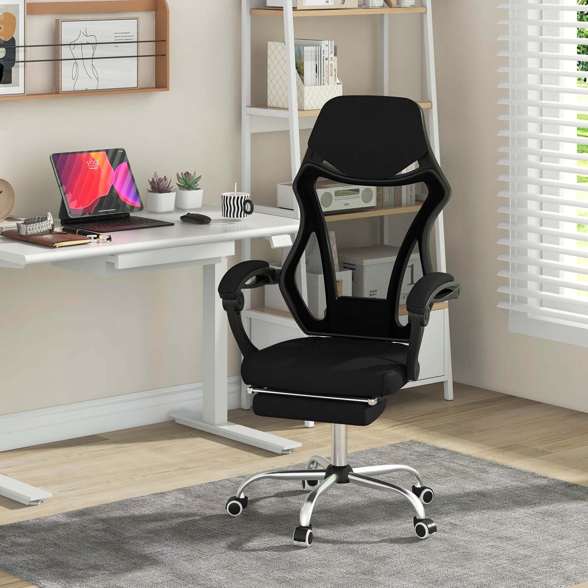 Costway Ergonomic Mesh Office Chair with Footrest Height-Adjustable & - See Details