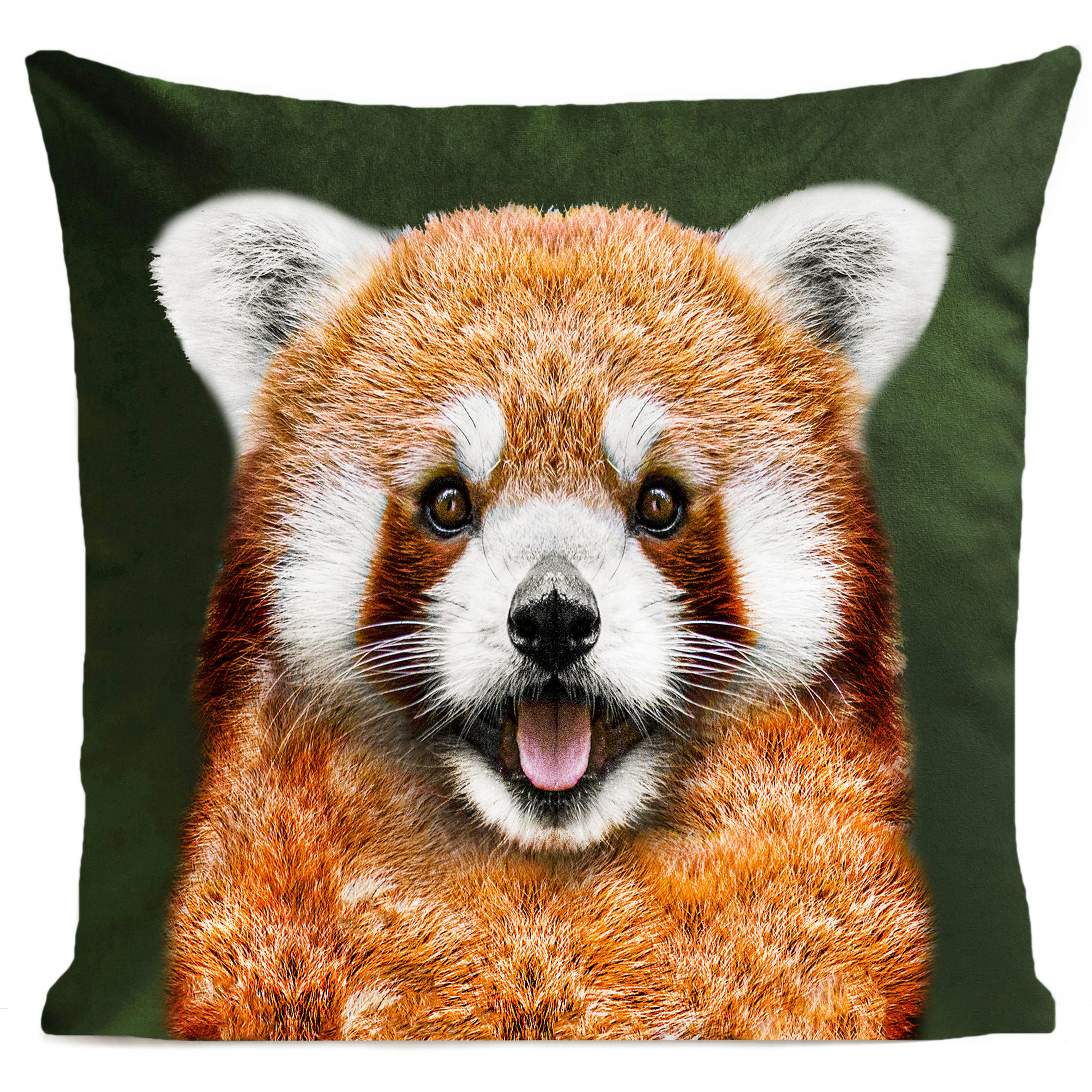 - Coussin animal panda vert suédine 40x40cm