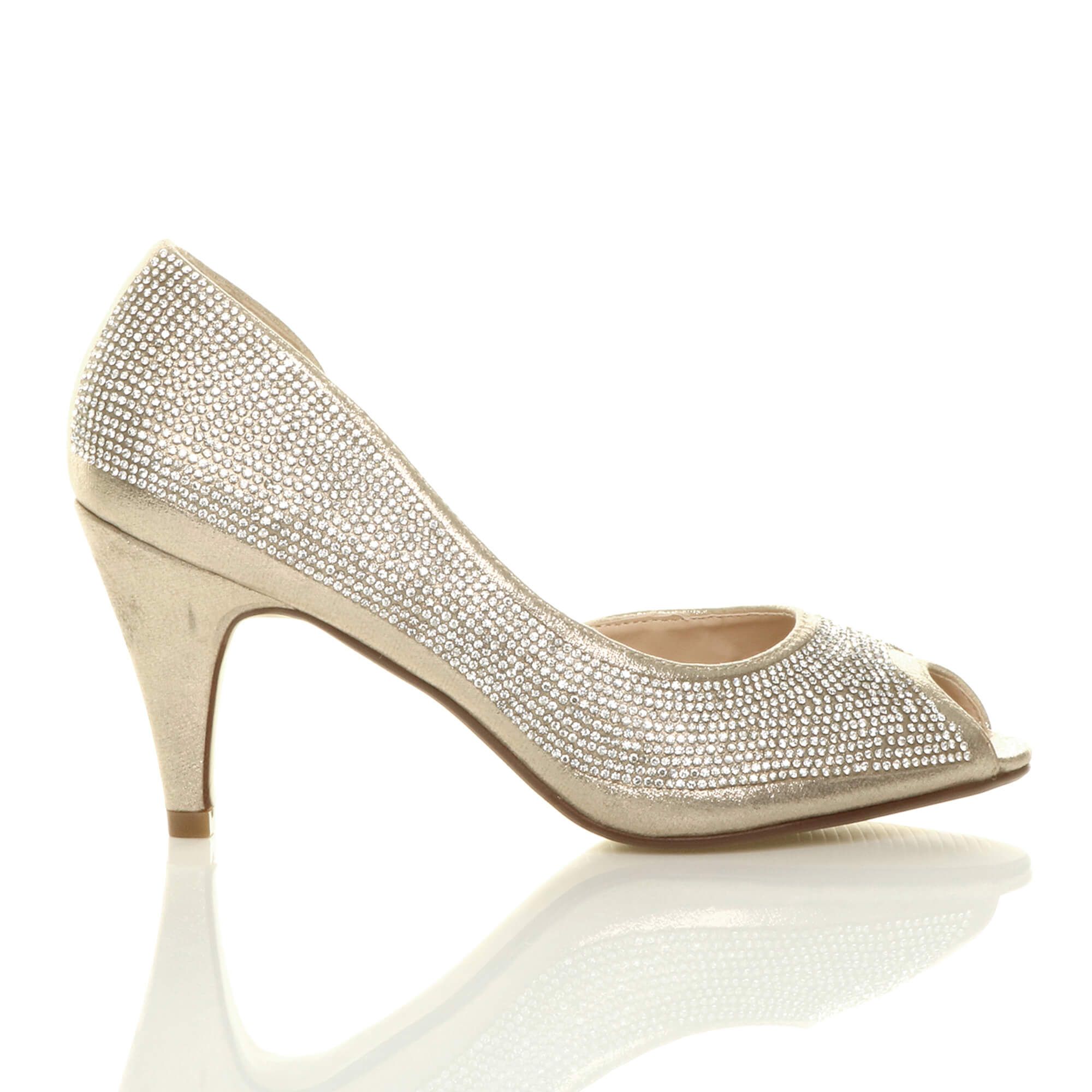 AJVANI High Heel Diamante D'Orsay Peep Toe Court Shoes