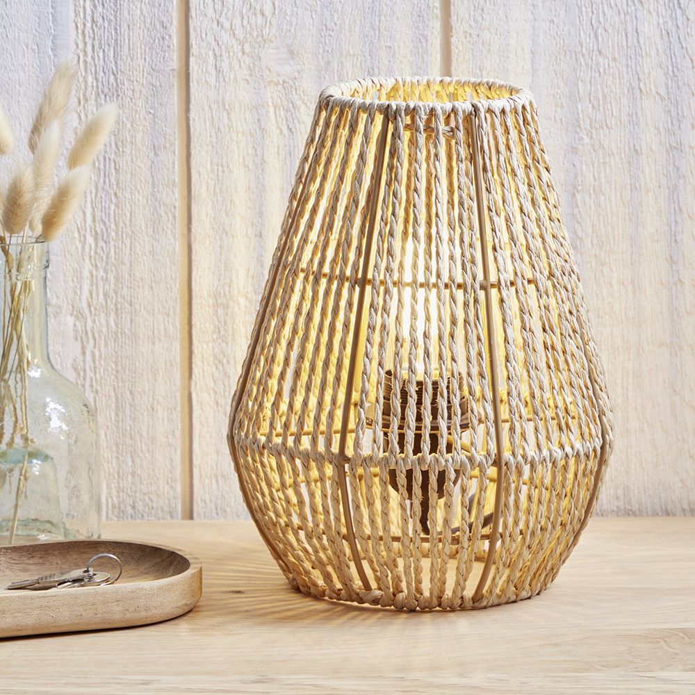 Lampe de chevet avec abat jour en cordage imitation jute naturel