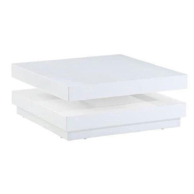 VEGAS - Table basse  laqué blanc brillant  plateau pivotant