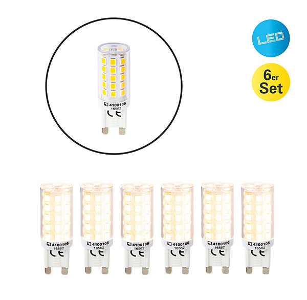 Lot de 6 ampoules LED G9, 3,5 watts, en plastique, blanc chaud