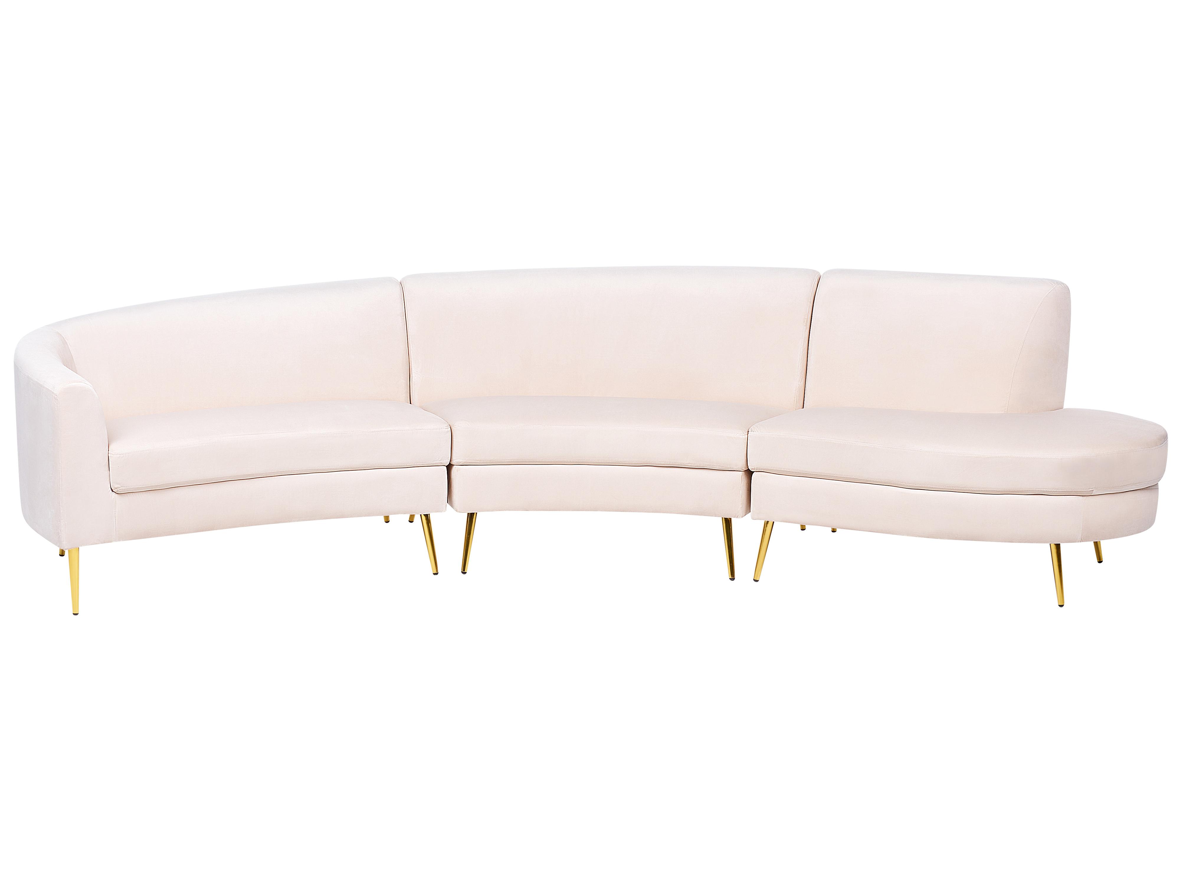 Curved Sofa 4 Seater MOSS Velvet Light Beige