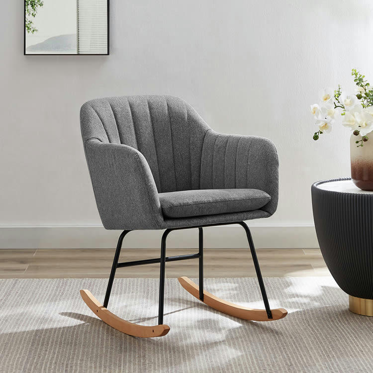 ELSA - Fauteuil  tissu gris rocking chair