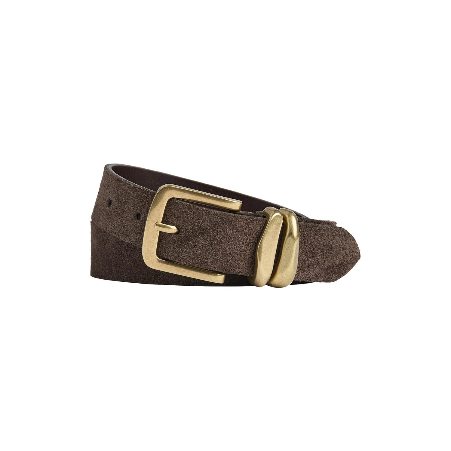 AdleyMBG Belt Suede, dark brown w/br. gold