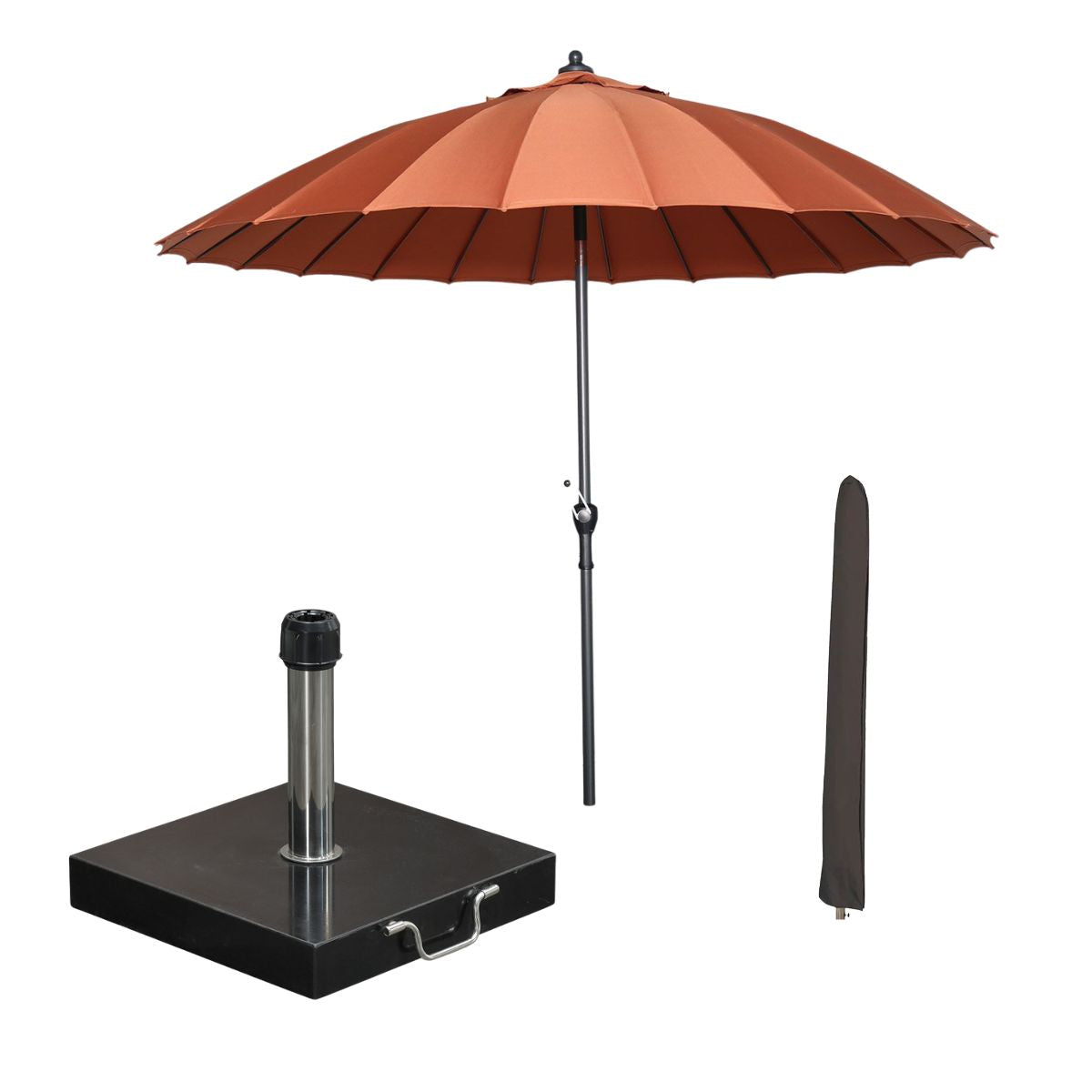 Garden Impressions stokparasol Manilla koper Ø250 cm met Cosmo voet en hoes