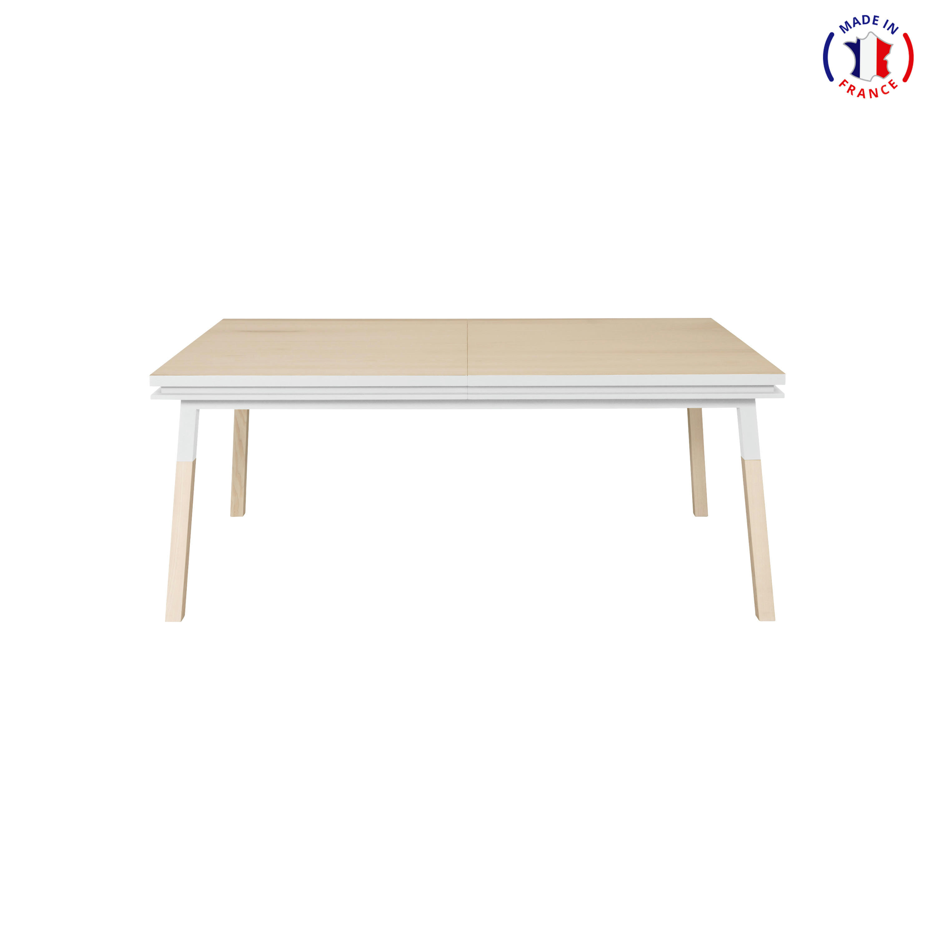 EGEE - Table 180x100 cm en frêne massif, 2 rallonges gris chocolat tanis